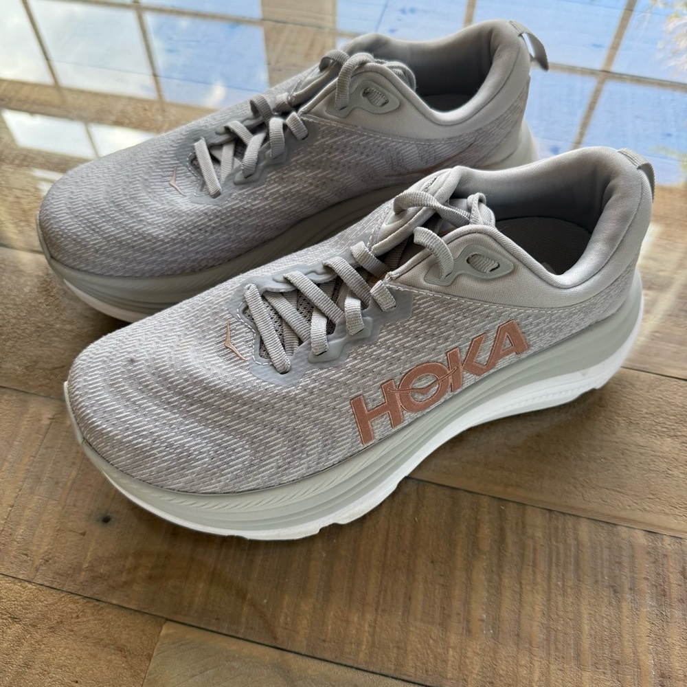Hoka Light Gray Running Shoes